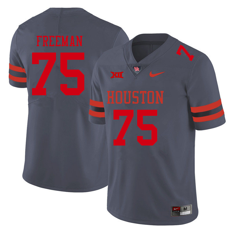 Men-Youth #75 Jack Freeman Houston Cougars College Big 12 Conference Football Jerseys Sale-Gray